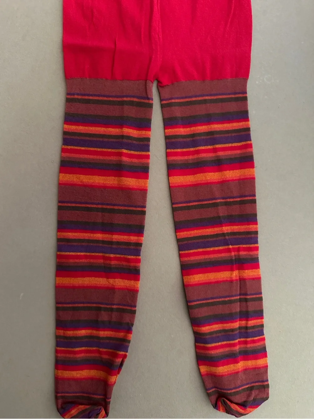 NEW Vintage Striped Red Multicolor Tights Kids 70s style Colorful READ DESCRIP